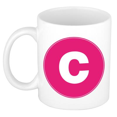 Koffie mok met de letter C - beker - roze - eerste letter van een voornaam - wit - 300 ml Koffie mok met de letter C - beker - roze - eerste letter van een voornaam - wit - 300 ml