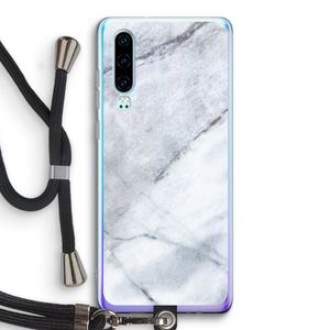 Witte marmer: Huawei P30 Transparant Hoesje met koord