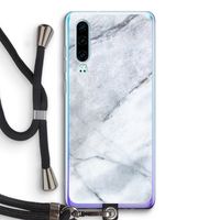 Witte marmer: Huawei P30 Transparant Hoesje met koord