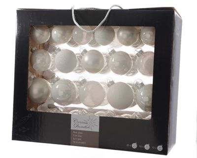 Kerstbal glas gl-mt-glit-tr/assorted/winterwit - Ksd