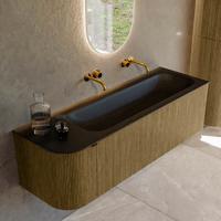 Badmeubel Mondiaz Kurve | 145 cm cm | Meubelkleur Dusk | Wastafelkleur Urban | Solid surface | Wasbak rechter zijde spoelbak | Zonder kraangat(en)