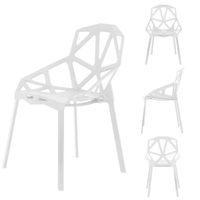 Modern Home set van 4 design geometrische kuipstoelen - Eetkamer stoelen - Wit - thumbnail