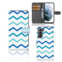 Samsung Galaxy S21 FE | Telefoon Hoesje | Zigzag Blauw