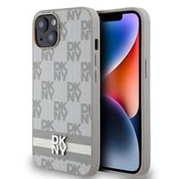 iPhone 15 DKNY DKNY Checkered Pattern and Stripe Case - Beige