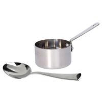 Mini steelpan/sauspannetje - RVS - 8 cm - klein sausbakje voor serveren