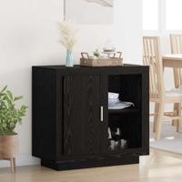 Dressoir Zwart eiken 40 x 80 x 75 cm Bewerkt hout