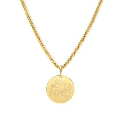 Gepersonaliseerde lijntekening ketting - Stainless steel - Goud - 13 mm