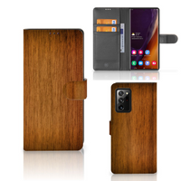 Samsung Galaxy Note20 Ultra Book Style Case Donker Hout - thumbnail