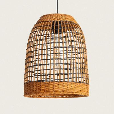 Hanglamp gevlochten bamboe E27 fitting bruin &apos;Azura&apos; 28 cm
