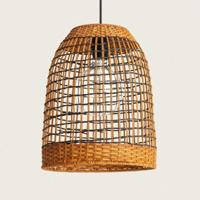 Hanglamp gevlochten bamboe E27 fitting bruin &apos;Azura&apos; 28 cm