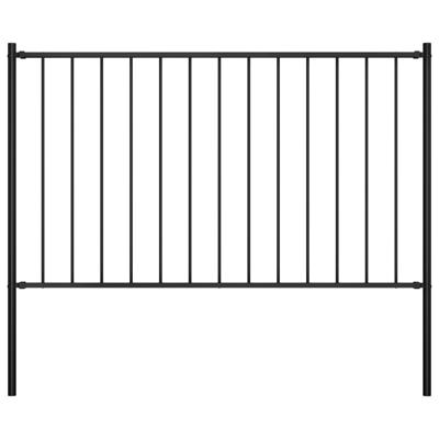 Hekpaneel met palen 1,7x1,25 m gepoedercoat staal zwart