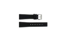 Lacoste horlogeband 2010317 / LC-09-1-14-0020 Leder Zwart 21mm + wit stiksel - thumbnail
