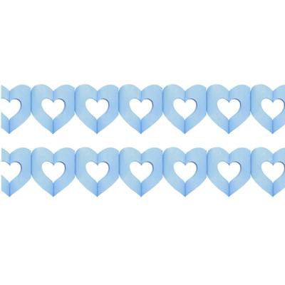 Hartjes slinger - Set van 2x stuks - blauw - 300 cm - papier - brandvertragend - geboorte jongen ver