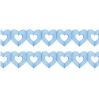 Hartjes slinger - Set van 2x stuks - blauw - 300 cm - papier - brandvertragend - geboorte jongen ver