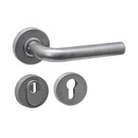 Intersteel Achterdeurbeslag SKG3 deurkruk Luzern met Rond Veiligheidsrozet RVS getrommeld - thumbnail