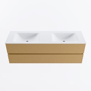 MONDIAZ VICA 150cm badmeubel onderkast Oro 2 lades. Wastafel CLOUD dubbel 2 kraangaten, kleur Talc.
