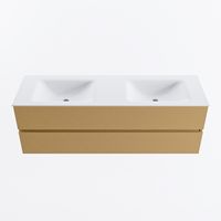 MONDIAZ VICA 150cm badmeubel onderkast Oro 2 lades. Wastafel CLOUD dubbel 2 kraangaten, kleur Talc.