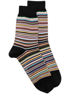 Paul Smith chaussettes rayées à logo imprimé - Noir
