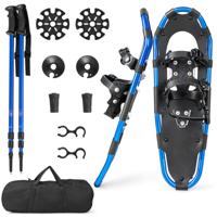 54/64/76 cm Set Sneeuwschoenen met Klimhulp Allround 4-In-1 voor Kinderen en Volwassenen Incl. Draagtas/Trekkingstokken Marineblauw