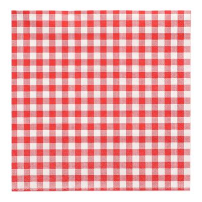 Servetten rood/wit geblokt - 90x st - papier - 33 x 33 cm - feestservetten Servetten rood/wit geblokt - 90x st - papier - 33 x 33 cm - feestservetten