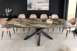 Uitschuifbare eettafel MARVELOUS 180-220-260cm taupe marmeren keramiek gemaakt in Italie - 43843