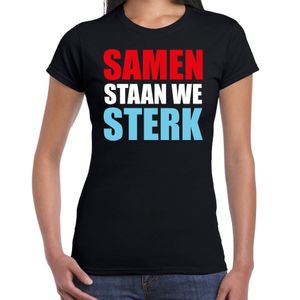 Samen staan we sterk protest t-shirt zwart voor dames