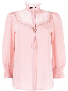 SHIATZY CHEN blouse en soie à col en dentelle - Rose