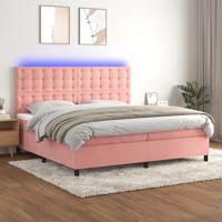 Boxspring met matras en LED fluweel roze 200x200 cm