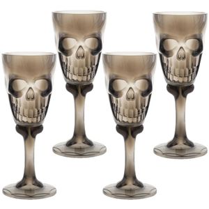 Halloween drinkbeker/kelk - 4x - horror thema - 15 cm - plastic - carnaval/verkleed artikel