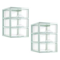 Ladeblokje/bureau organizer - 2x stuks - 3 lades - transparant/mintgroen - L18 x B25 x H25 cm - plas Ladeblokje/bureau organizer - 2x stuks - 3 lades - transparant/mintgroen - L18 x B25 x H25 cm - plas