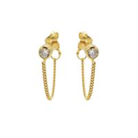 Karma Oorbellen Chain Zirconia Goud