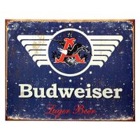 Metalen wandplaat Budweiser 41 x 32 cm   -