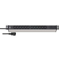 Brennenstuhl 1390007112 Alu-Line 19" PDU | Server Stekkerdoos | 10A met 12x C13 Stopcontacten | C14 UPS-Stekker | 2 meter