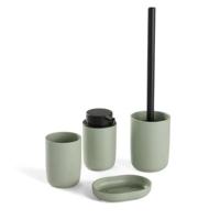Set van 4 badkameraccessoires - TODAY - UTILITY - Beker, zeepdispenser, toiletborstel - Groen