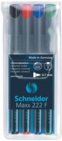 Schneider permanent marker Maxx 222, etui van 4 stuks in geassorteerde kleuren