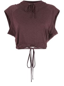 Gloria Coelho blouse crop à lien de resserrage - Marron