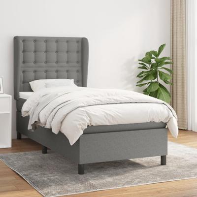 Boxspring met matras stof donkergrijs 100x200 cm