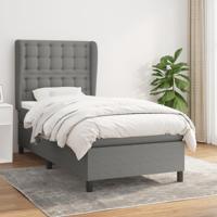 Boxspring met matras stof donkergrijs 100x200 cm