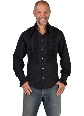 Party Blouse Rouches Zijden Zwart
