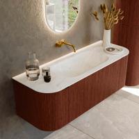 Badmeubel Mondiaz Kurve-Dlux | 130 cm cm | Meubelkleur Ruby | Wastafelkleur Opalo | Solid surface | Wasbak midden spoelbak | Zonder kraangat(en) Badmeubel Mondiaz Kurve-Dlux | 130 cm cm | Meubelkleur Ruby | Wastafelkleur Opalo | Solid surface | Wasbak midden spoelbak | Zonder kraangat(en)