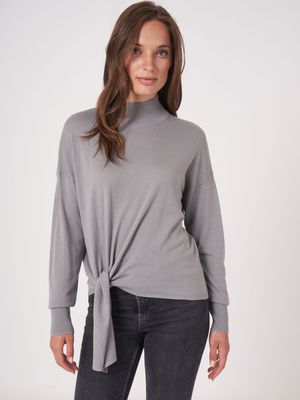 Trui met gestrikte zoom van cashmere melange