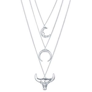 Gelaagde dames ketting LGT Jewels Bull Moon Zilverkleurig