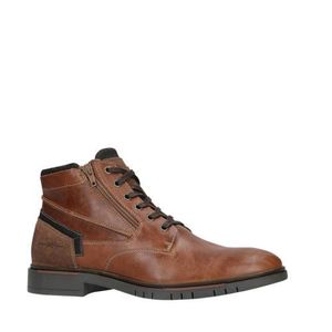 Manfield leren veterboots cognac Manfield leren veterboots cognac