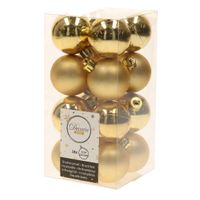 32x Kunststof kerstballen glanzend/mat goud 4 cm kerstboom versiering/decoratie   -