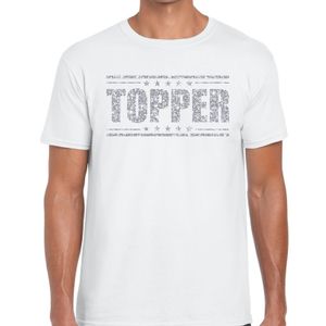 Topper t-shirt wit met zilveren glitters heren