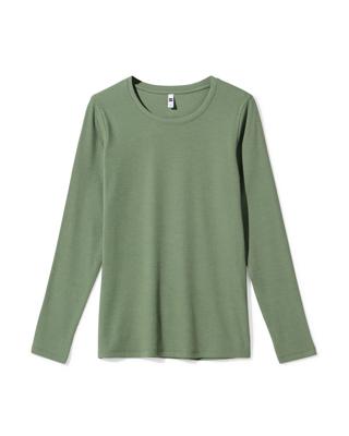 HEMA Dames T-shirt Clara Rib Groen (groen)