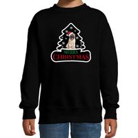 Dieren kersttrui mopshond zwart kinderen - Foute honden kerstsweater - thumbnail