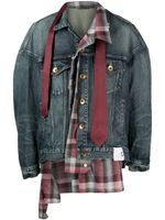 Maison MIHARA YASUHIRO veste en jean à design superposé - Bleu - thumbnail