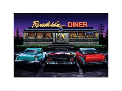 Kunstdruk Roadside Diner Helen Flint 80x60cm