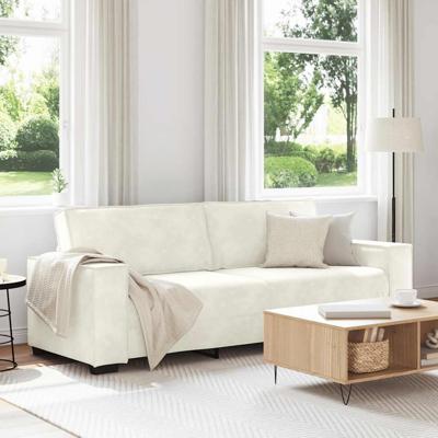 Driezitsbank 180 cm fluweel crmekleurig